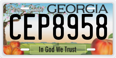 GA license plate CEP8958
