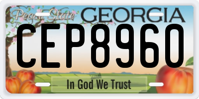 GA license plate CEP8960