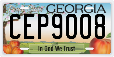 GA license plate CEP9008