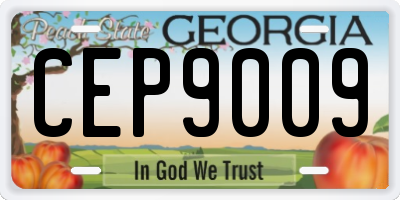GA license plate CEP9009