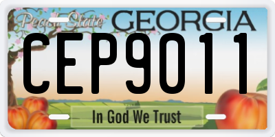 GA license plate CEP9011