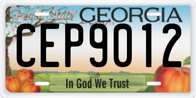 GA license plate CEP9012