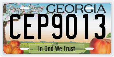 GA license plate CEP9013