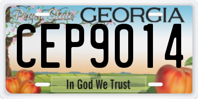 GA license plate CEP9014
