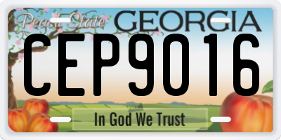 GA license plate CEP9016