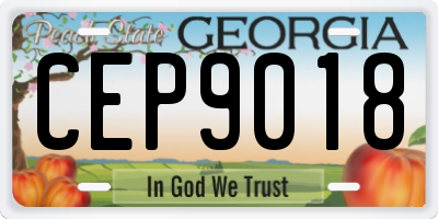 GA license plate CEP9018