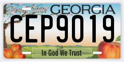GA license plate CEP9019