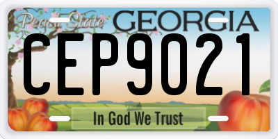 GA license plate CEP9021
