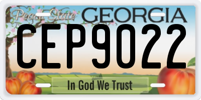 GA license plate CEP9022