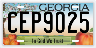 GA license plate CEP9025