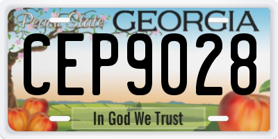 GA license plate CEP9028