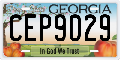 GA license plate CEP9029