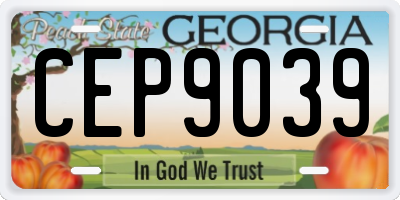 GA license plate CEP9039