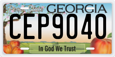 GA license plate CEP9040