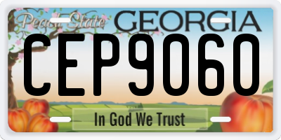 GA license plate CEP9060