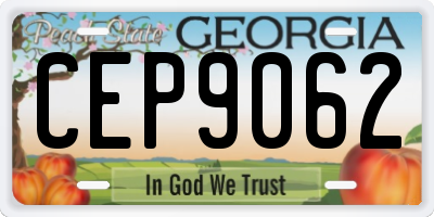 GA license plate CEP9062