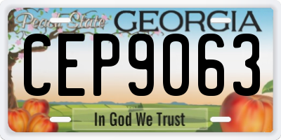 GA license plate CEP9063