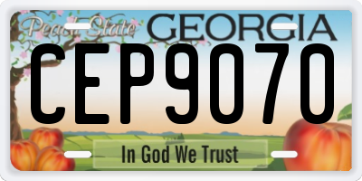 GA license plate CEP9070