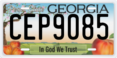 GA license plate CEP9085