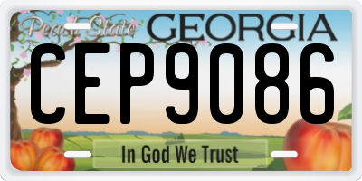 GA license plate CEP9086