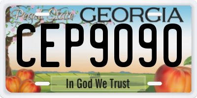 GA license plate CEP9090