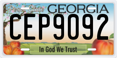 GA license plate CEP9092
