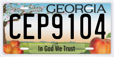 GA license plate CEP9104