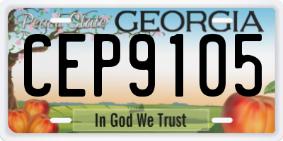 GA license plate CEP9105