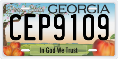 GA license plate CEP9109