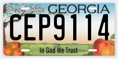 GA license plate CEP9114