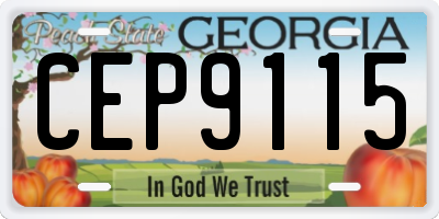 GA license plate CEP9115
