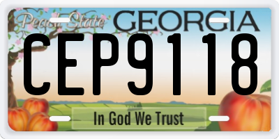 GA license plate CEP9118