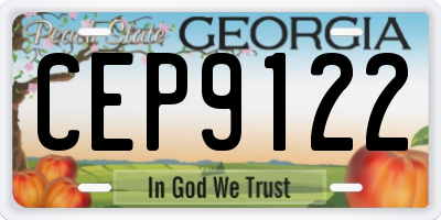 GA license plate CEP9122