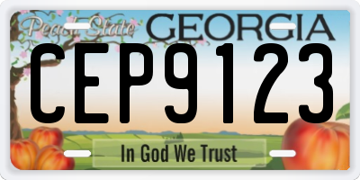 GA license plate CEP9123