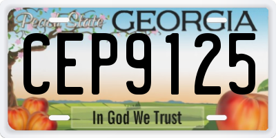 GA license plate CEP9125