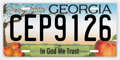 GA license plate CEP9126