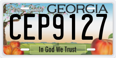GA license plate CEP9127