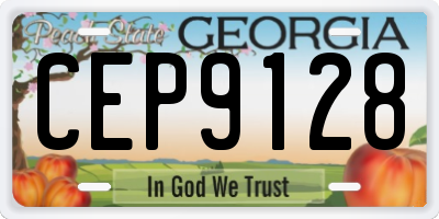 GA license plate CEP9128