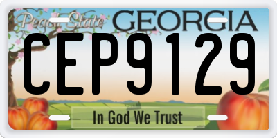 GA license plate CEP9129
