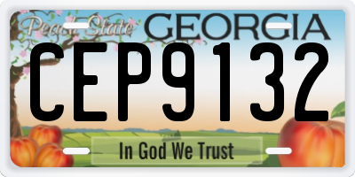 GA license plate CEP9132