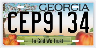 GA license plate CEP9134