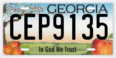 GA license plate CEP9135