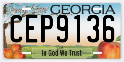 GA license plate CEP9136