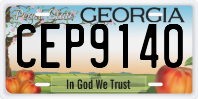GA license plate CEP9140
