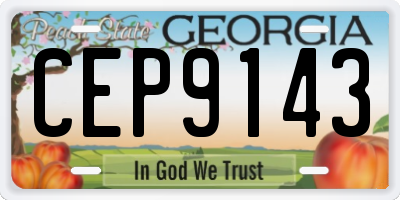 GA license plate CEP9143