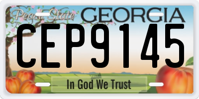 GA license plate CEP9145
