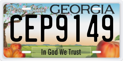 GA license plate CEP9149