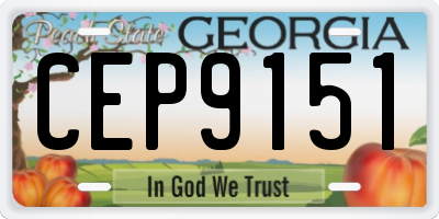 GA license plate CEP9151