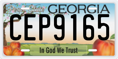 GA license plate CEP9165