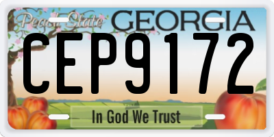 GA license plate CEP9172